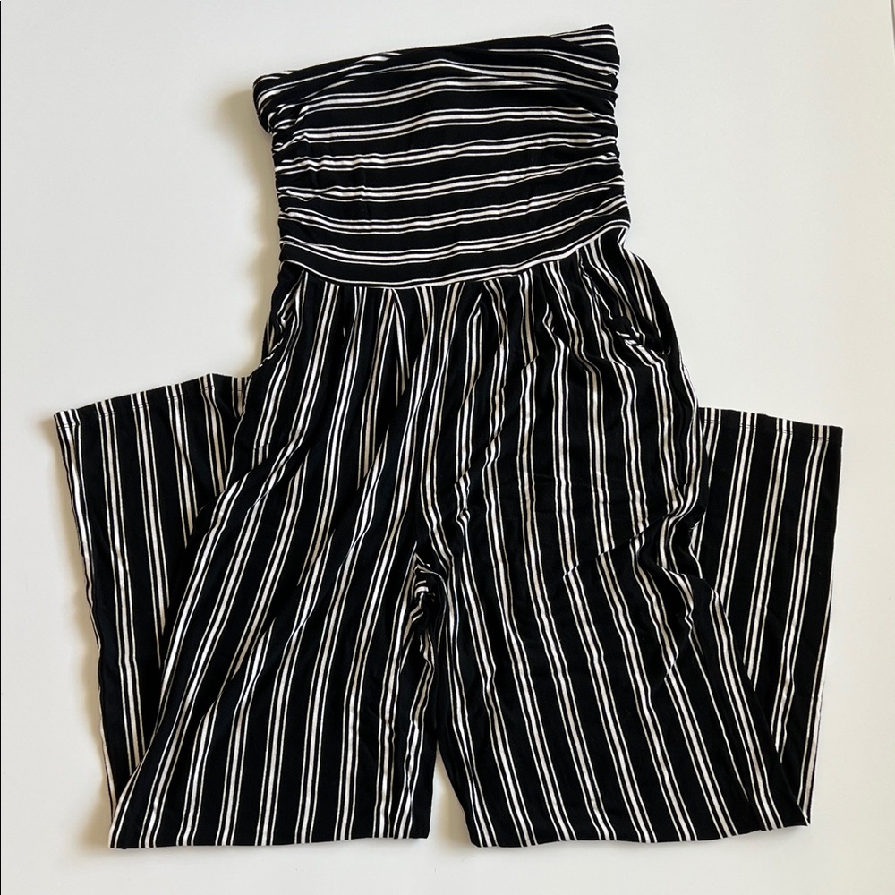 Heart Hips Black and White Striped Jumpsuit